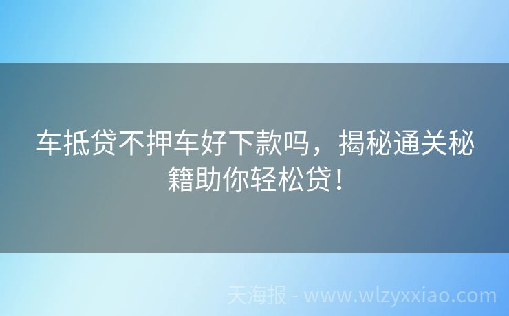车抵贷不押车好下款吗，揭秘通关秘籍助你轻松贷！