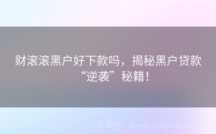 财滚滚黑户好下款吗，揭秘黑户贷款“逆袭”秘籍！