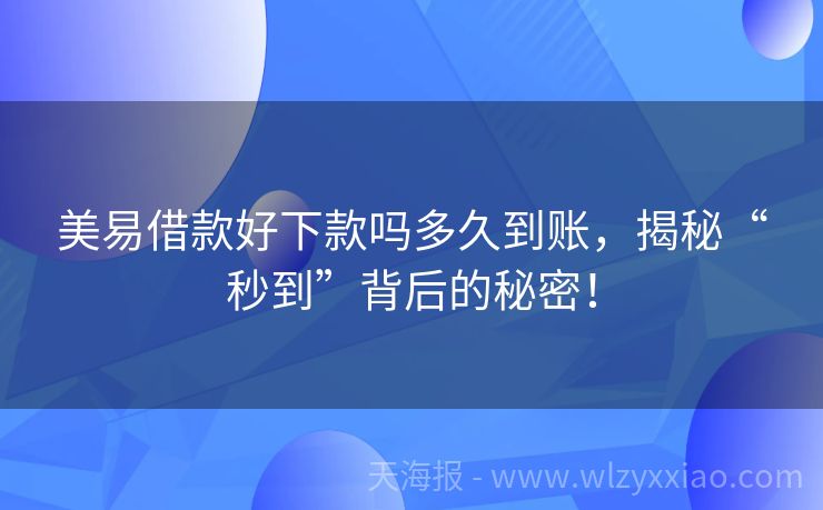 美易借款好下款吗多久到账，揭秘“秒到”背后的秘密！