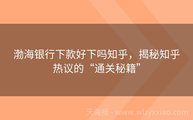 渤海银行下款好下吗知乎，揭秘知乎热议的“通关秘籍”