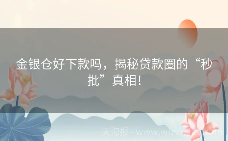 金银仓好下款吗，揭秘贷款圈的“秒批”真相！