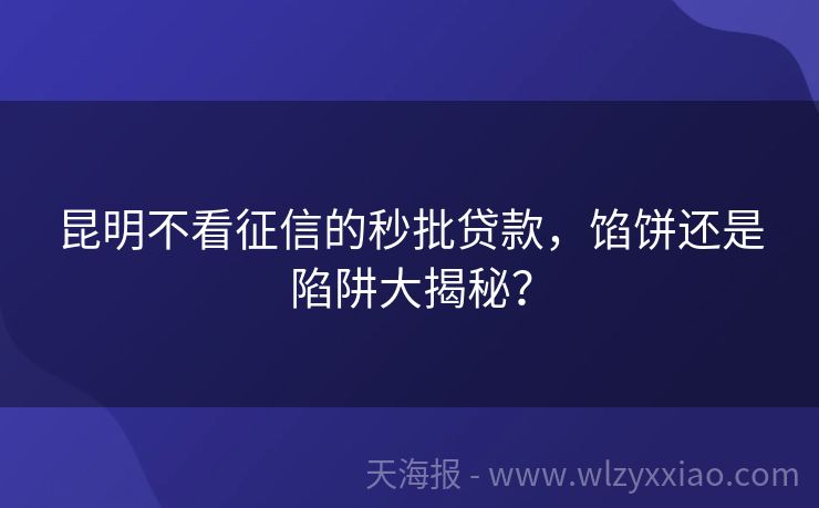 昆明不看征信的秒批贷款，馅饼还是陷阱大揭秘？