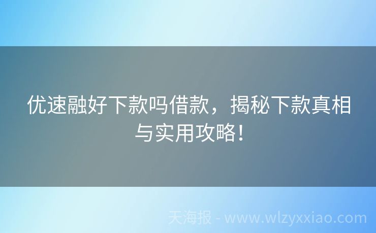 优速融好下款吗借款，揭秘下款真相与实用攻略！