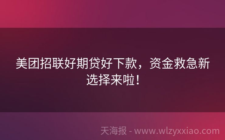 美团招联好期贷好下款，资金救急新选择来啦！