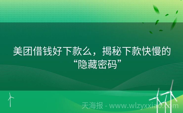 美团借钱好下款么，揭秘下款快慢的“隐藏密码”