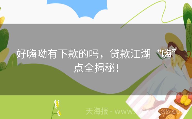 好嗨呦有下款的吗，贷款江湖“嗨”点全揭秘！