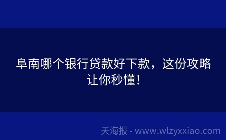 阜南哪个银行贷款好下款，这份攻略让你秒懂！