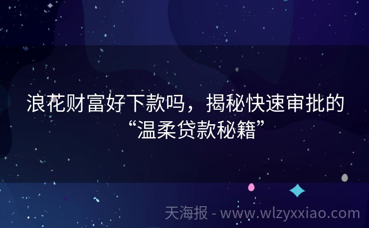 浪花财富好下款吗，揭秘快速审批的“温柔贷款秘籍”