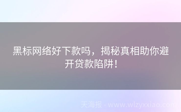 黑标网络好下款吗，揭秘真相助你避开贷款陷阱！