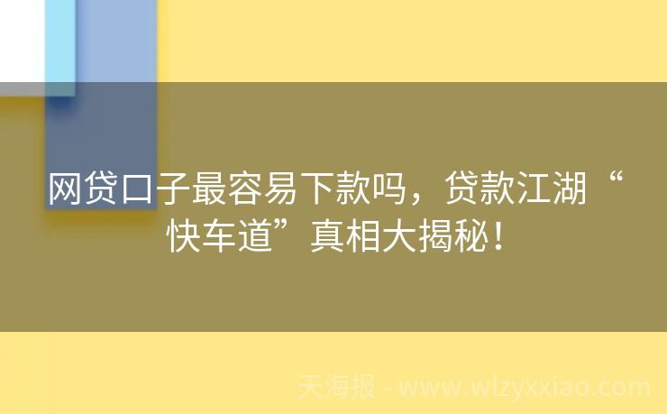 网贷口子最容易下款吗，贷款江湖“快车道”真相大揭秘！