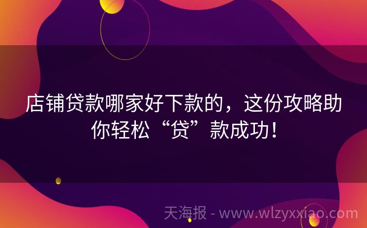 店铺贷款哪家好下款的，这份攻略助你轻松“贷”款成功！