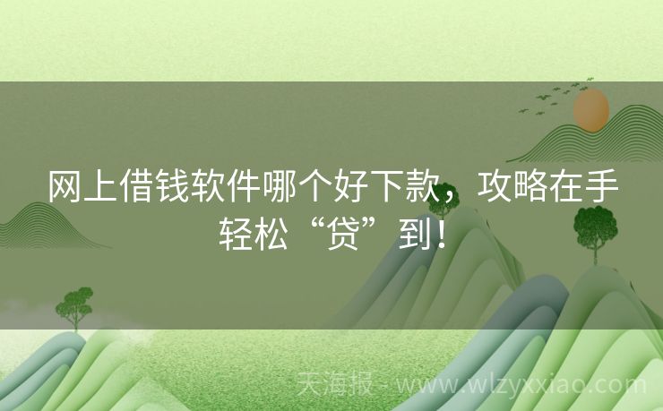 网上借钱软件哪个好下款，攻略在手轻松“贷”到！