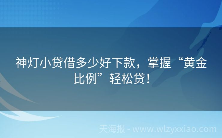 神灯小贷借多少好下款，掌握“黄金比例”轻松贷！