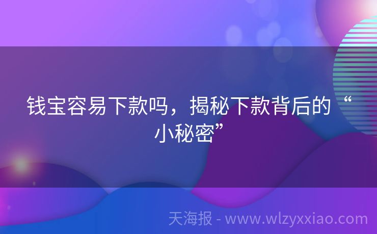 钱宝容易下款吗，揭秘下款背后的“小秘密”