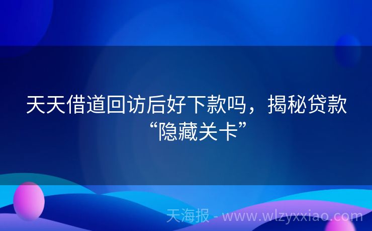 天天借道回访后好下款吗，揭秘贷款“隐藏关卡”