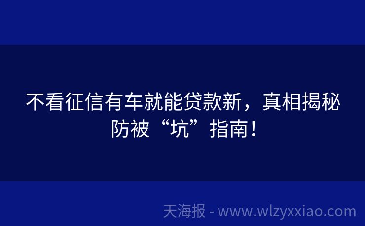 不看征信有车就能贷款新，真相揭秘防被“坑”指南！