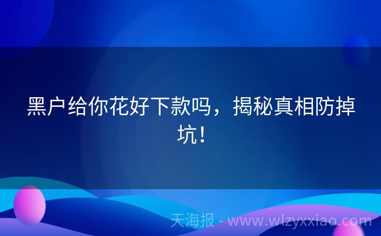 黑户给你花好下款吗，揭秘真相防掉坑！
