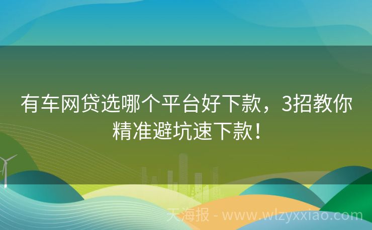 有车网贷选哪个平台好下款，3招教你精准避坑速下款！