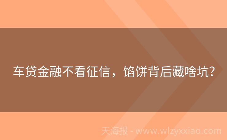 车贷金融不看征信，馅饼背后藏啥坑？