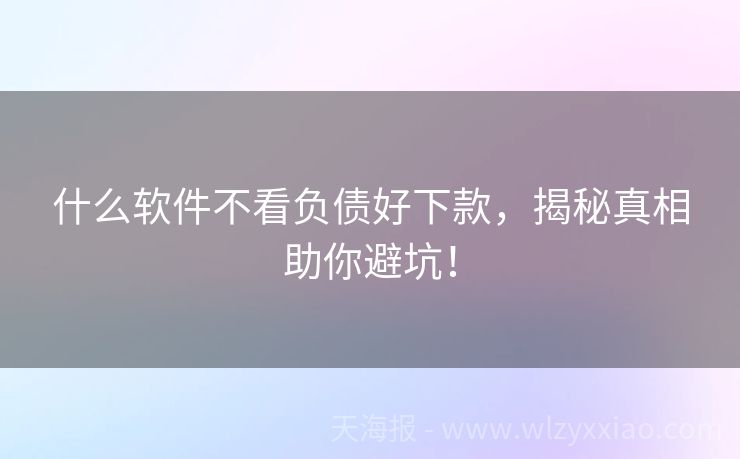什么软件不看负债好下款，揭秘真相助你避坑！