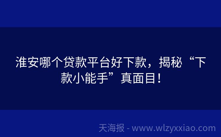 淮安哪个贷款平台好下款，揭秘“下款小能手”真面目！