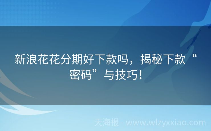 新浪花花分期好下款吗，揭秘下款“密码”与技巧！