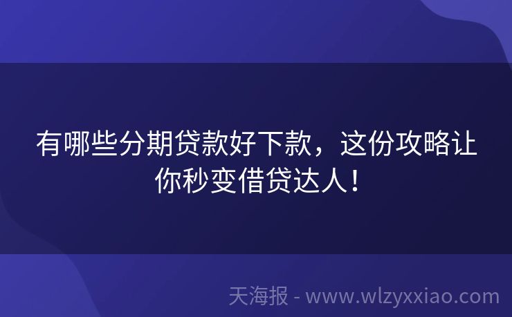 有哪些分期贷款好下款，这份攻略让你秒变借贷达人！