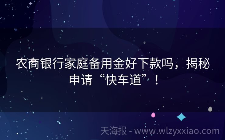 农商银行家庭备用金好下款吗，揭秘申请“快车道”！