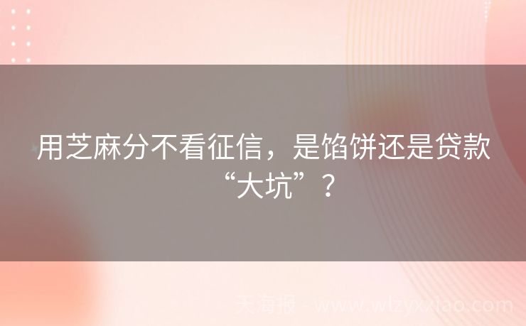 用芝麻分不看征信，是馅饼还是贷款“大坑”？