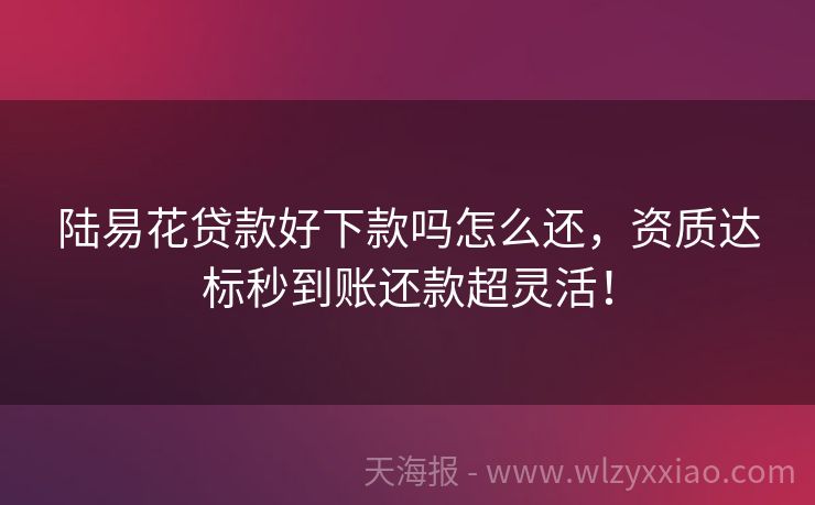 陆易花贷款好下款吗怎么还，资质达标秒到账还款超灵活！