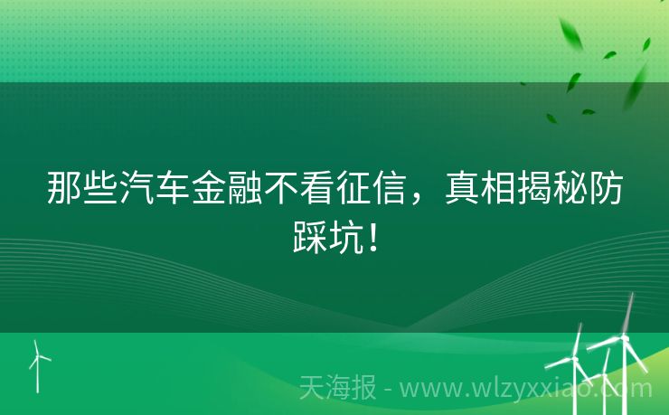 那些汽车金融不看征信，真相揭秘防踩坑！
