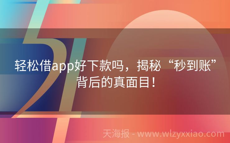 轻松借app好下款吗，揭秘“秒到账”背后的真面目！