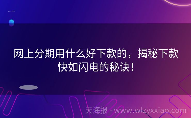 网上分期用什么好下款的，揭秘下款快如闪电的秘诀！
