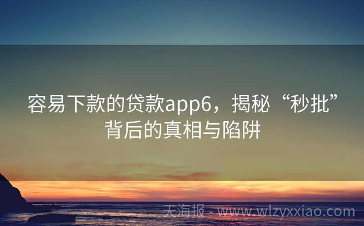 容易下款的贷款app6，揭秘“秒批”背后的真相与陷阱