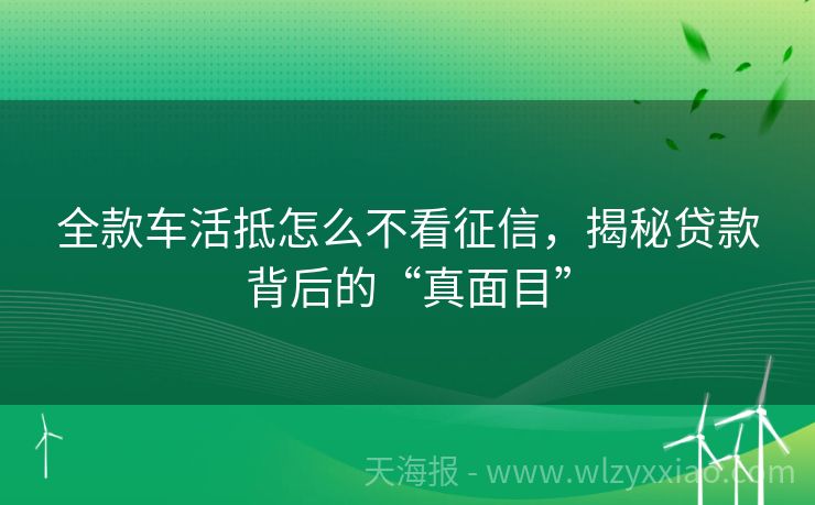 全款车活抵怎么不看征信，揭秘贷款背后的“真面目”