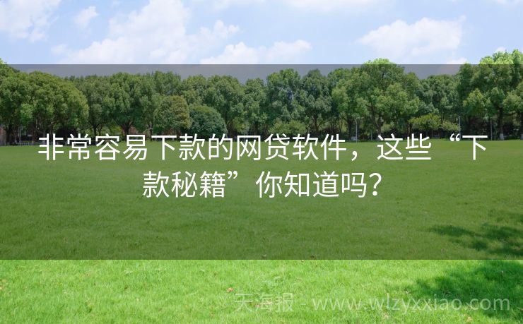 非常容易下款的网贷软件，这些“下款秘籍”你知道吗？