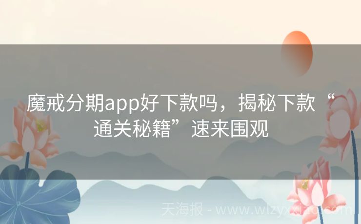 魔戒分期app好下款吗，揭秘下款“通关秘籍”速来围观