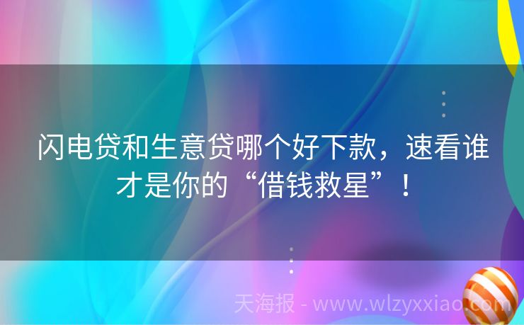 闪电贷和生意贷哪个好下款，速看谁才是你的“借钱救星”！