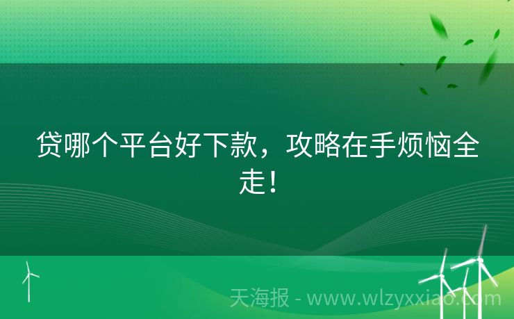 贷哪个平台好下款，攻略在手烦恼全走！