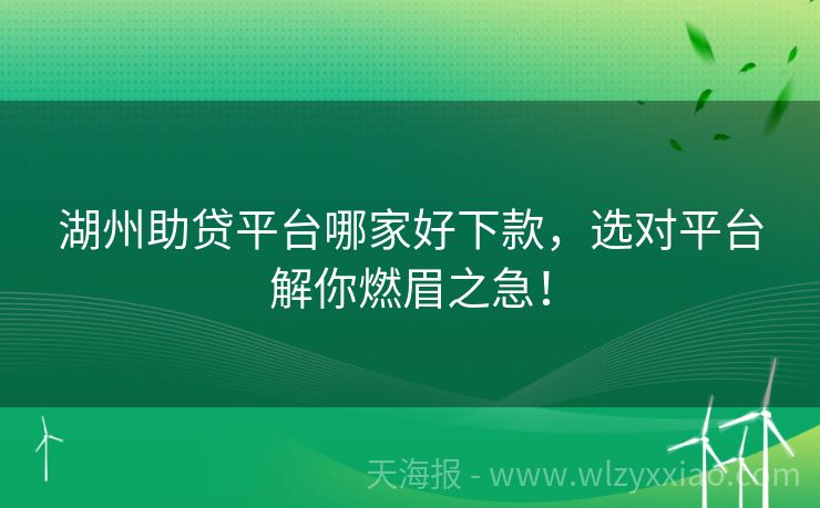 湖州助贷平台哪家好下款，选对平台解你燃眉之急！