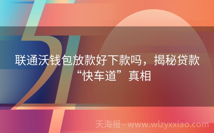 联通沃钱包放款好下款吗，揭秘贷款“快车道”真相