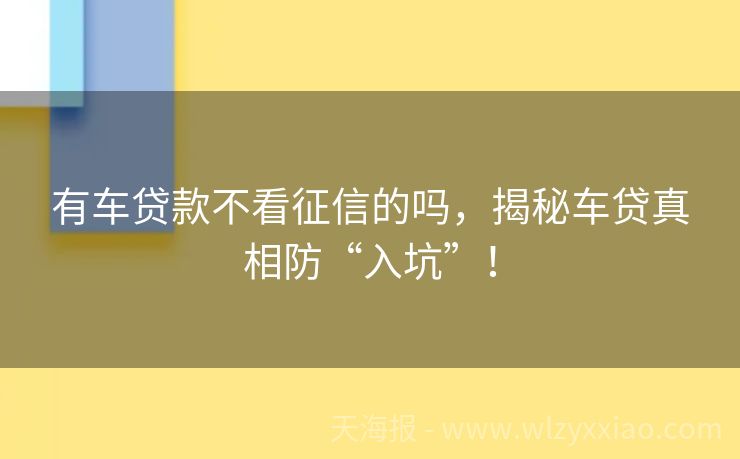 有车贷款不看征信的吗，揭秘车贷真相防“入坑”！