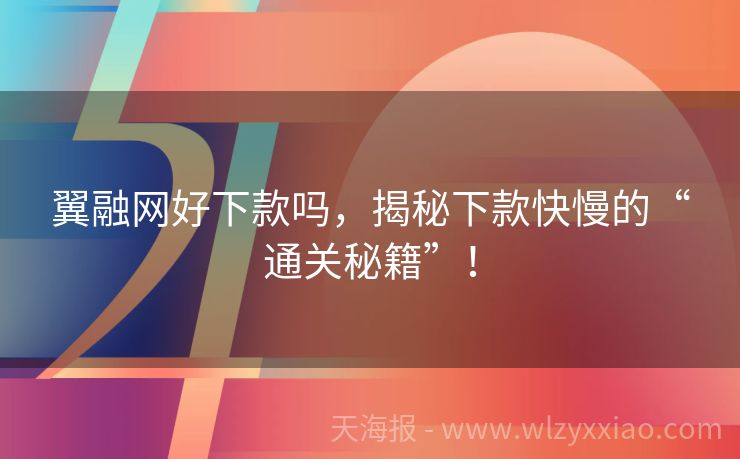 翼融网好下款吗，揭秘下款快慢的“通关秘籍”！