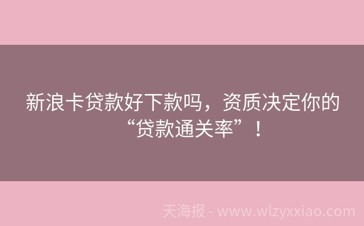 新浪卡贷款好下款吗，资质决定你的“贷款通关率”！