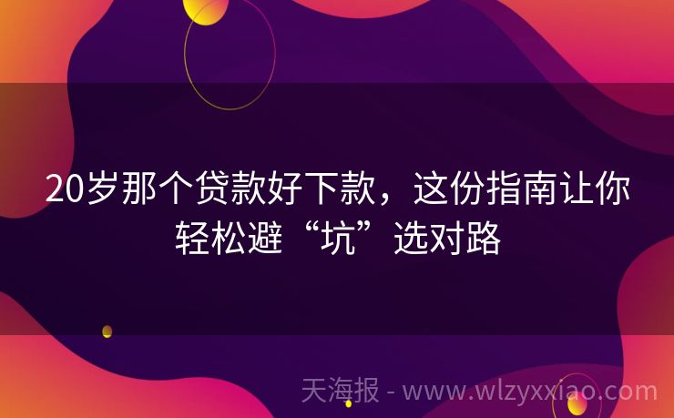 20岁那个贷款好下款，这份指南让你轻松避“坑”选对路