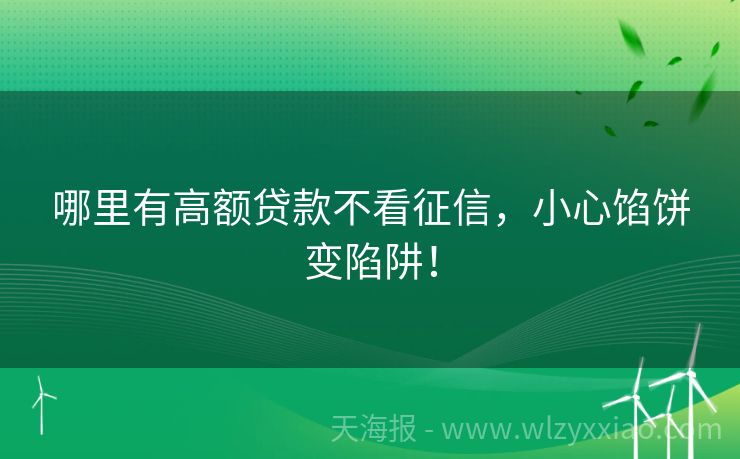 哪里有高额贷款不看征信，小心馅饼变陷阱！