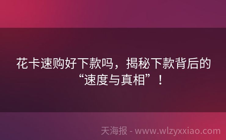 花卡速购好下款吗，揭秘下款背后的“速度与真相”！