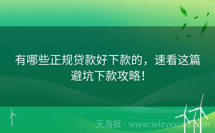 有哪些正规贷款好下款的，速看这篇避坑下款攻略！