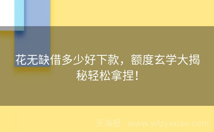 花无缺借多少好下款，额度玄学大揭秘轻松拿捏！