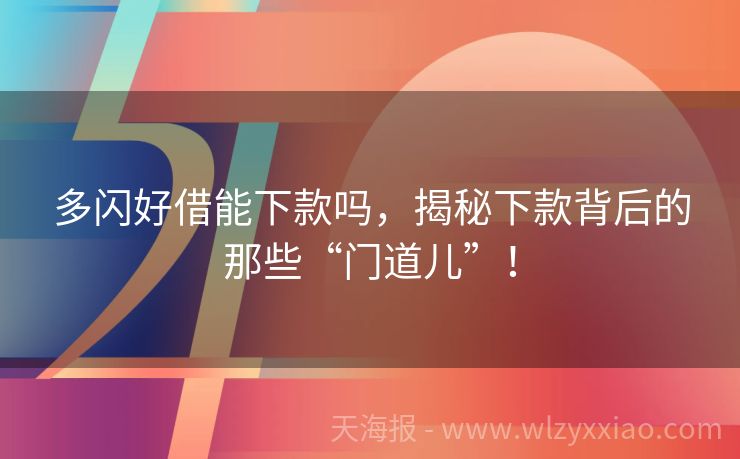 多闪好借能下款吗，揭秘下款背后的那些“门道儿”！